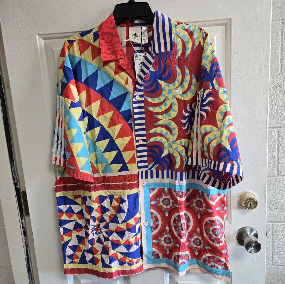 FARM Rio Red Yellow Graphic Boxy Button Down